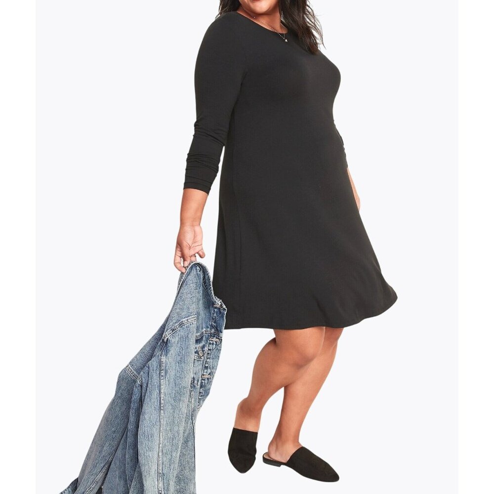 Old Navy Womens Black Long Sleeve Mini Swing Dress XL Viscose Blend - Picture 13 of 13